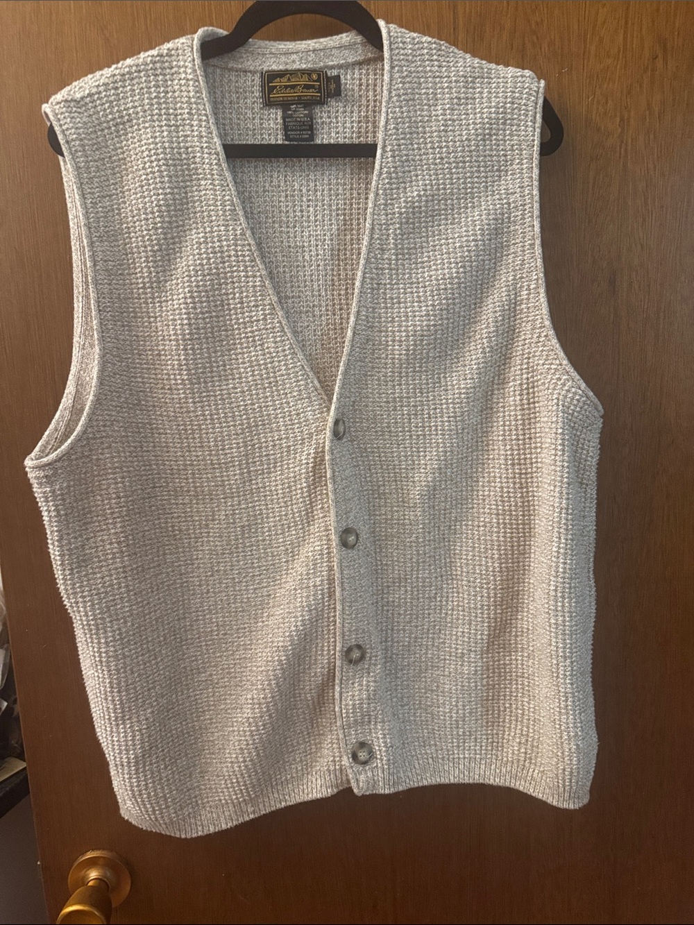 Eddie Bauer Cream Knit Button-Up Men's Sweater Vest